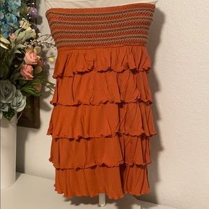 Forever 21 Rust Layered Ruffles Tube Top Blouse